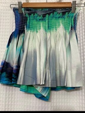 Smocked High-Waist Women’s Shorts in Teal Green and Blue